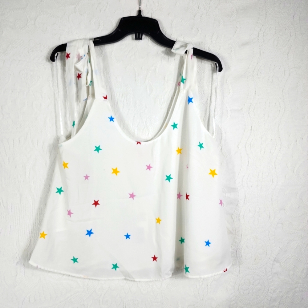 Buddy Love White Star Print Tie-Strap Tank